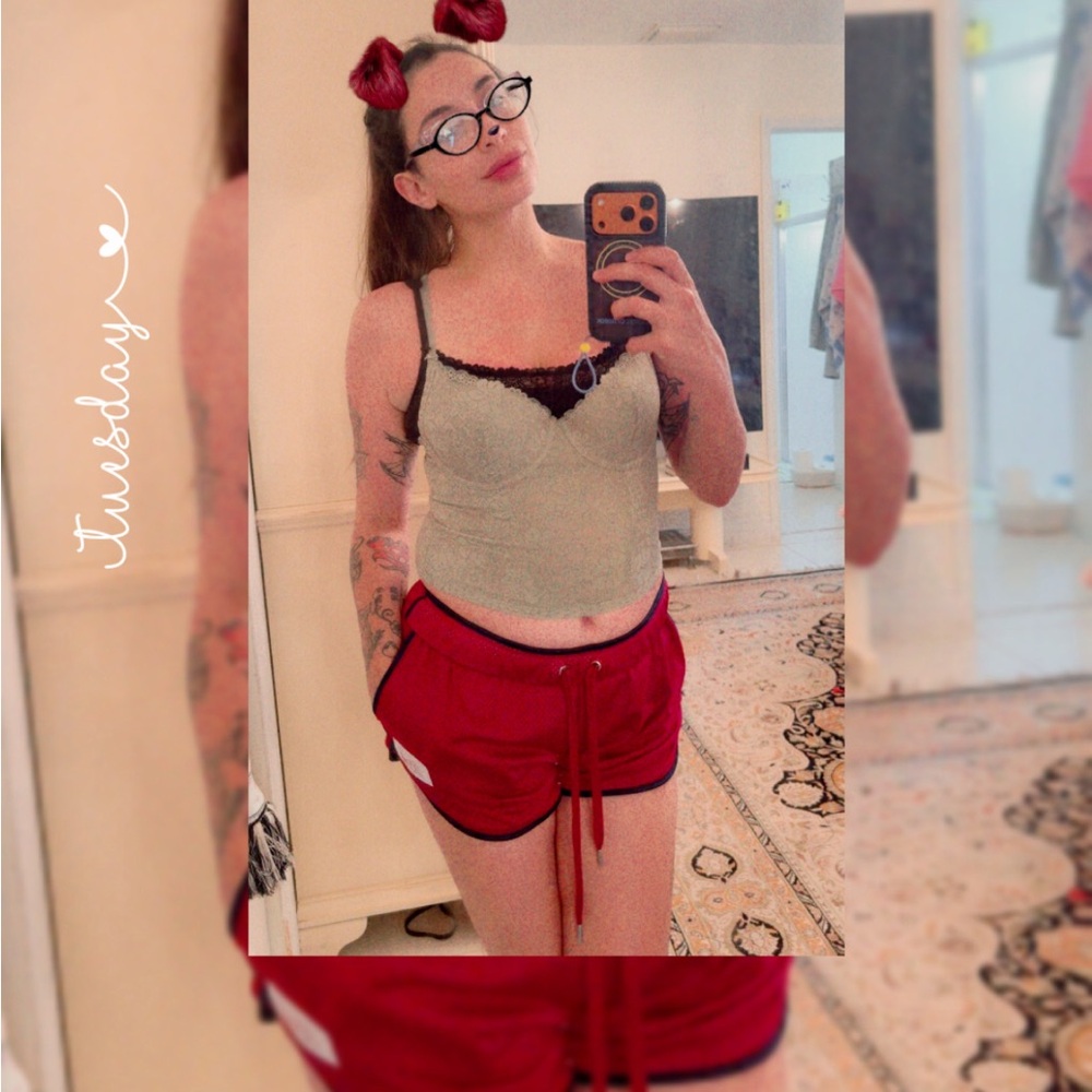 Red Mesh Shorts with Black Trim - Picture 6 of 6